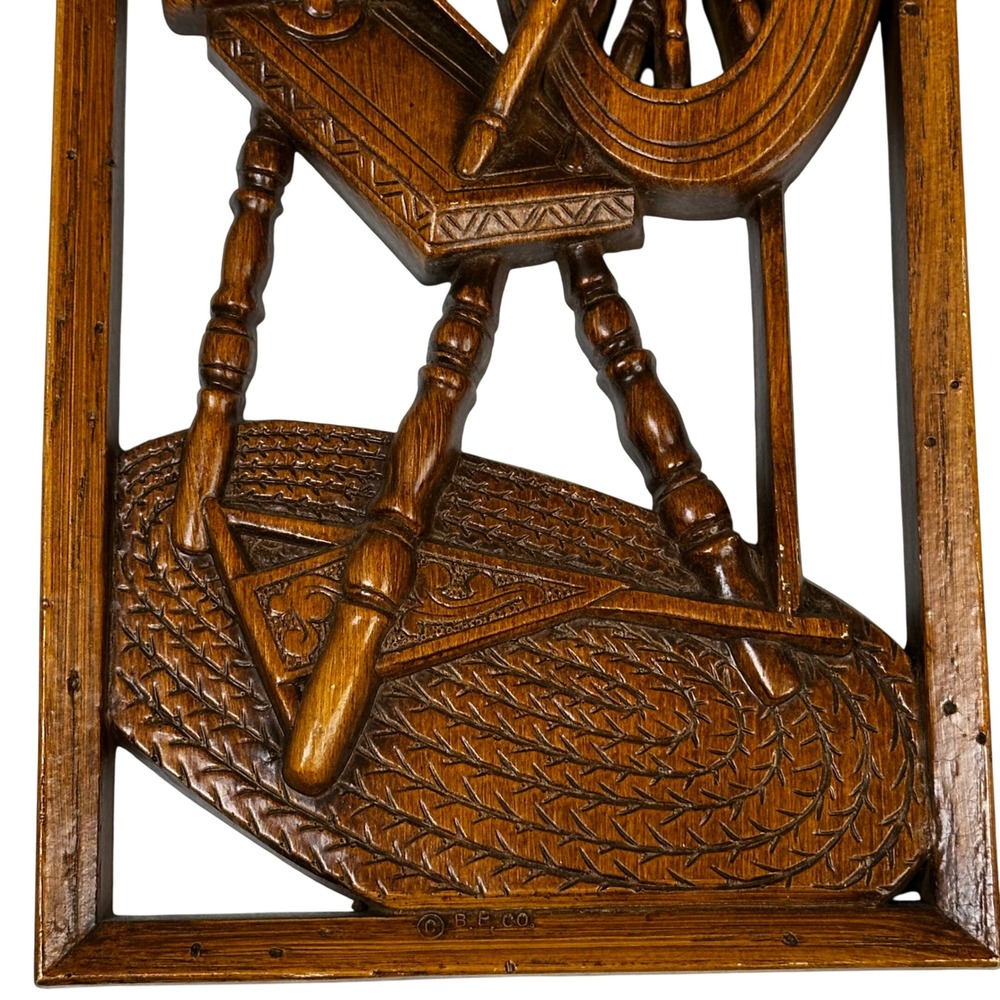 Vintage‎ Durwood Products USA Wood Carving Spinning Wheel Wall Art Decor - Picture 4 of 8